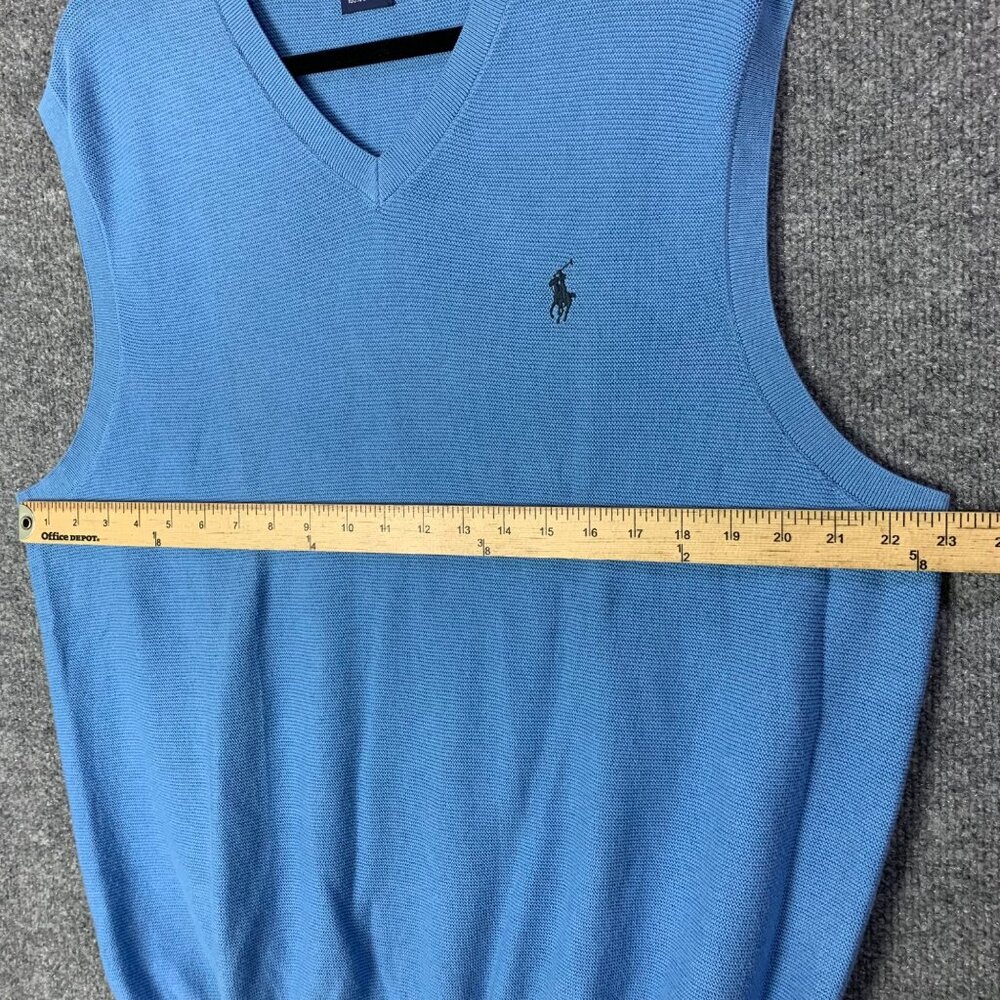 Vintage Polo Golf Ralph‎ Lauren Sweater Vest Men's Sz XL Blue 100% Cotton Cable - Picture 5 of 8